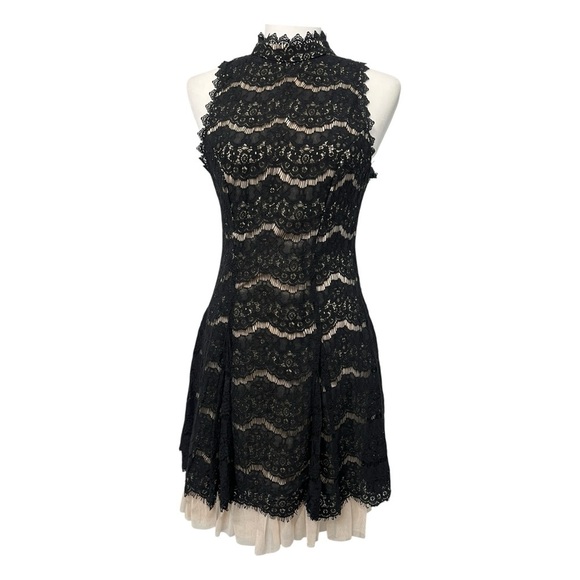 Three Hearts Black and White Halter Sheath Dress - Picture 3 of 14